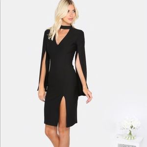 Choker Neck Split Bodycon Dress